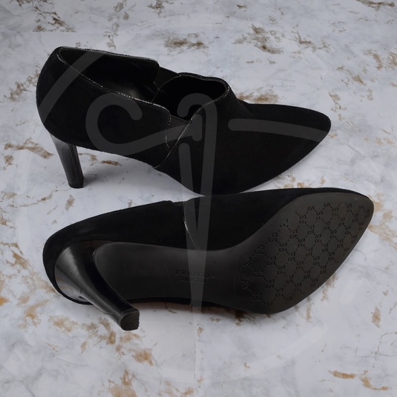 W 9.5M Black Leather Suede, Franco Sarto Booties - Picture 3 of 6